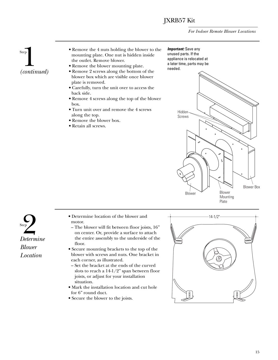 GE Monogram ZGU365 installation instructions Determine Blower Location 