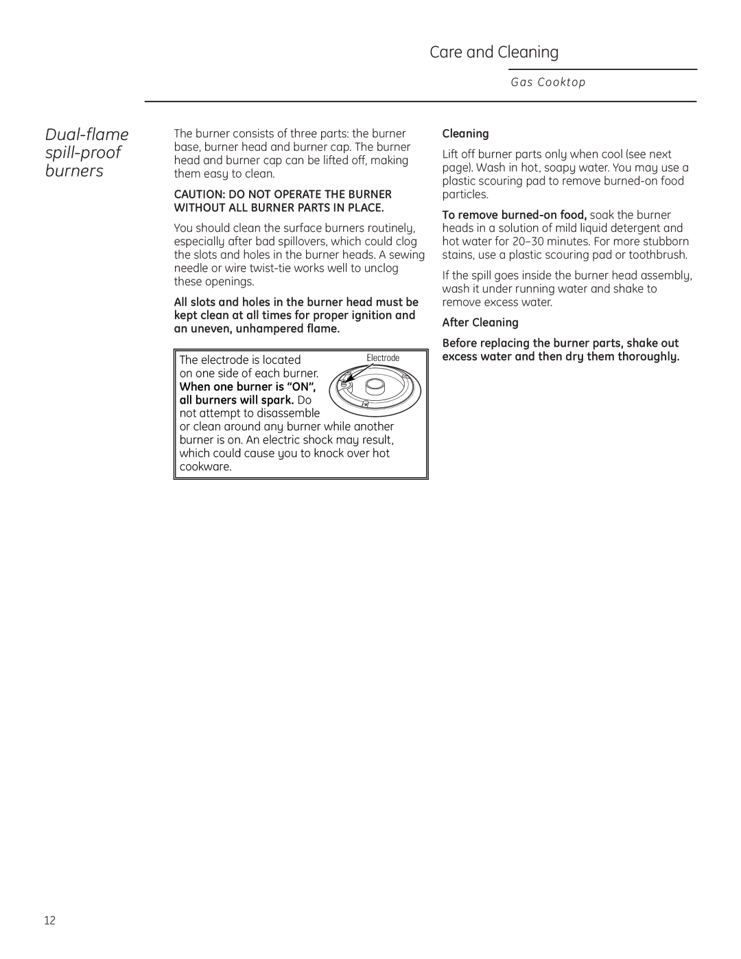 GE Monogram ZGU384L owner manual After Cleaning 