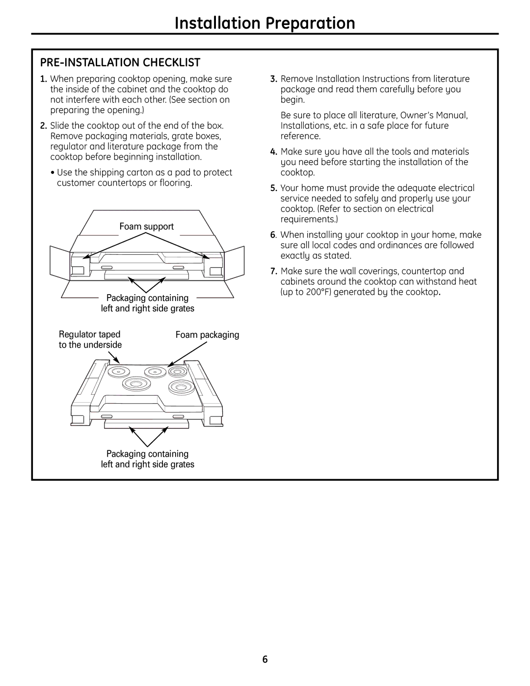 GE Monogram ZGU384N installation instructions PRE-INSTALLATION Checklist 