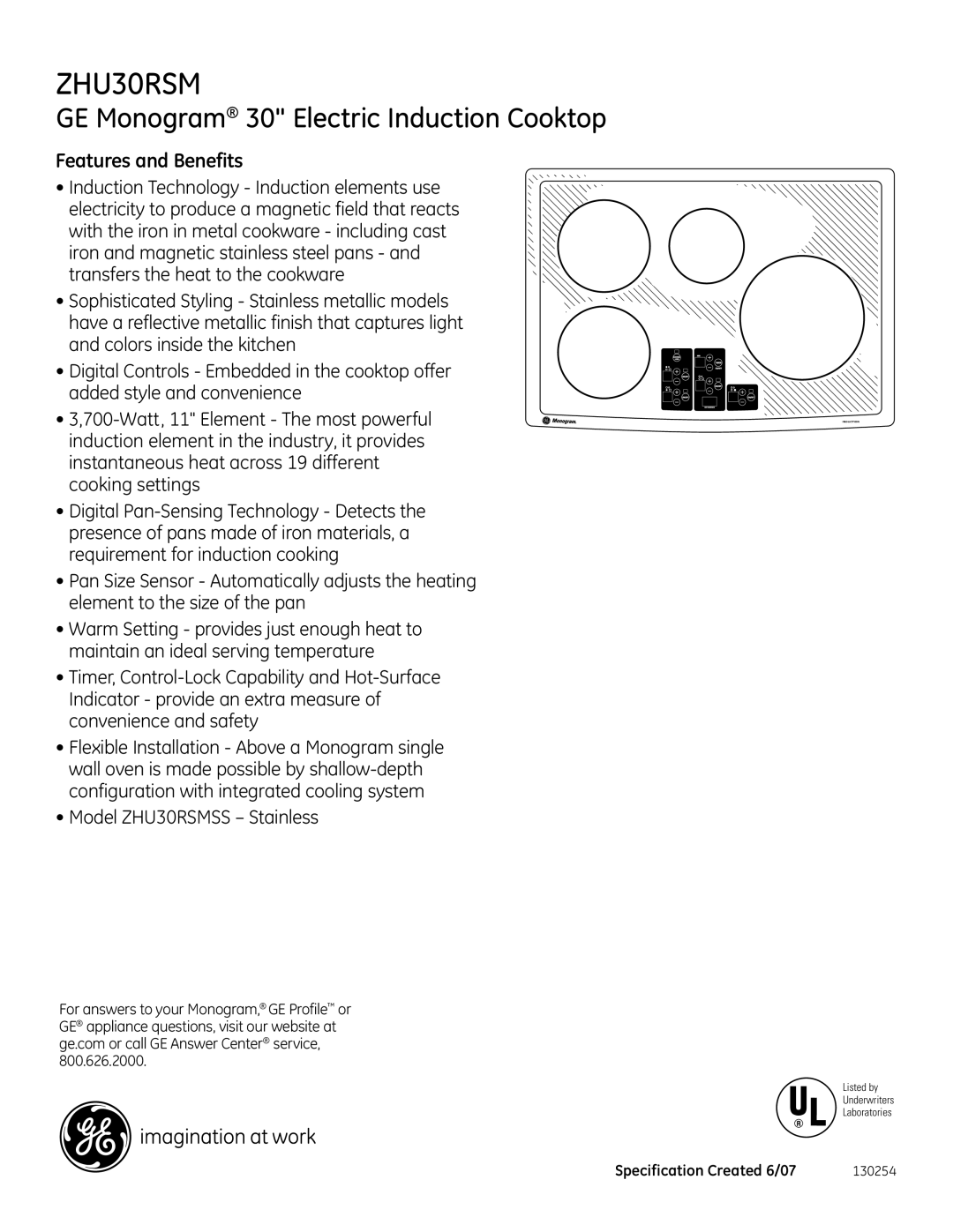 GE Monogram ZHU30RSM dimensions Features and Benefits 