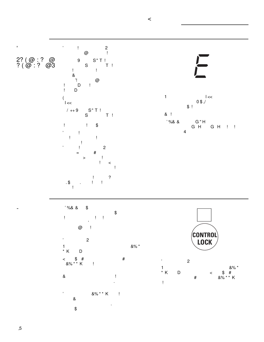 GE Monogram ZHU36, ZHU30 owner manual « E » / « c » et « E » / « o », Verrouillage des commandes, Messages d’erreur 