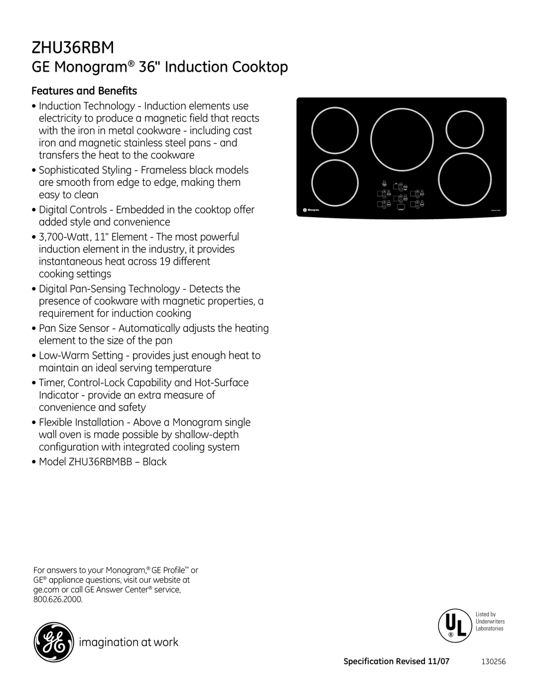 GE Monogram dimensions Features and Benefits, Model ZHU36RBMBB Black 