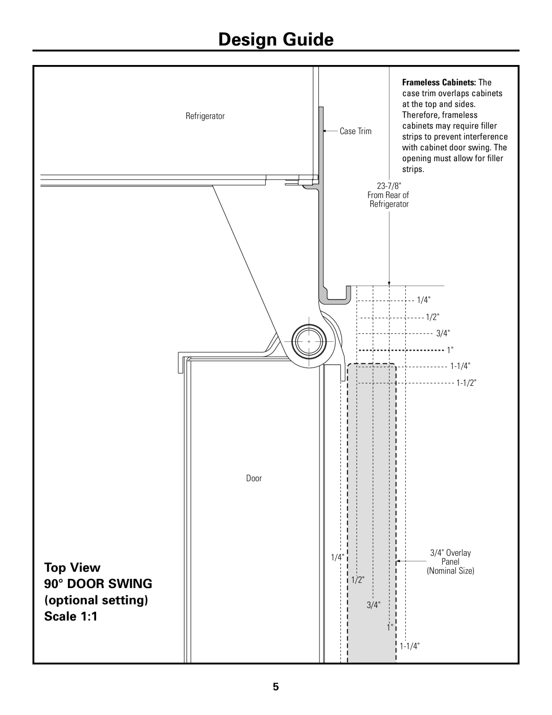 GE Monogram ZICS360 LH installation instructions Top View Door Swing optional setting Scale 