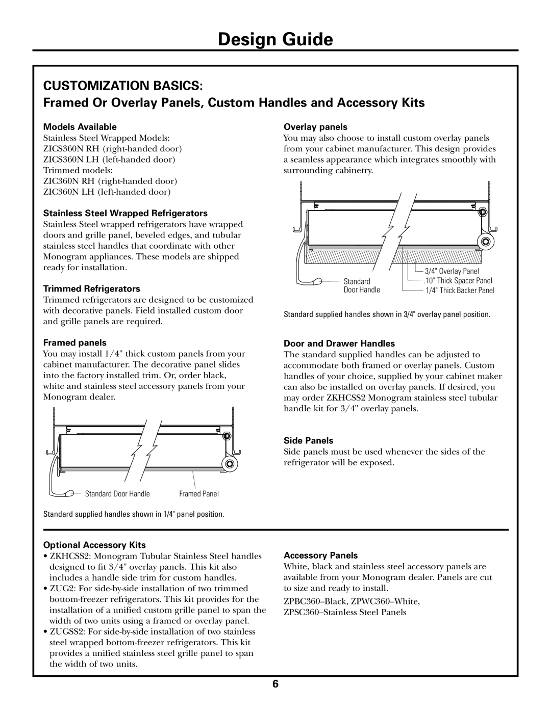 GE Monogram ZICS360 LH installation instructions Customization Basics 