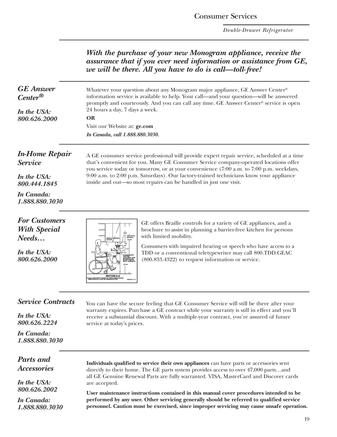 GE Monogram ZIDS240, ZIDI240 owner manual GE Answer Center 