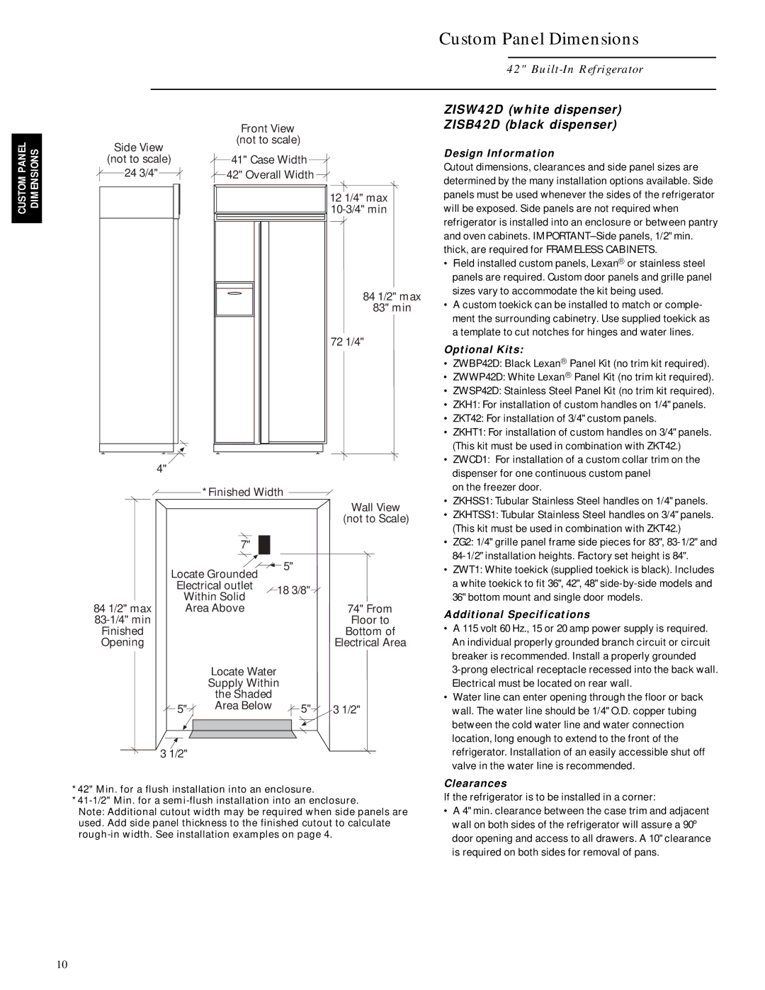 GE Monogram ZIS42N installation instructions ZISW42D white dispenser, ZISB42D black dispenser 