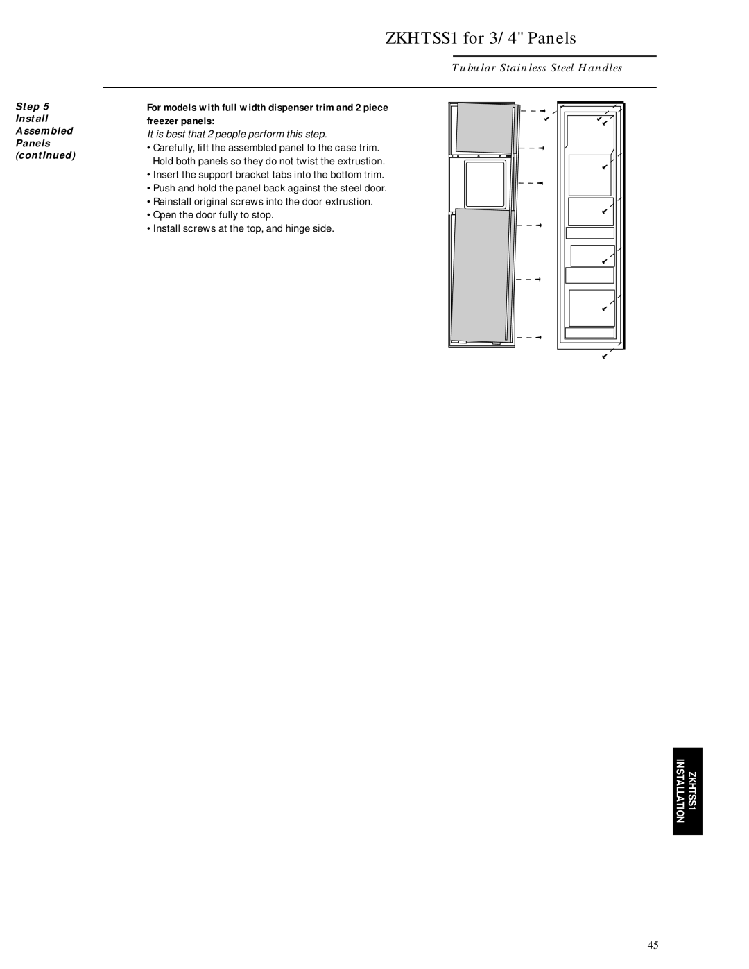 GE Monogram ZIS42N, ZISB42D, ZISW42D installation instructions ZKHTSS1 