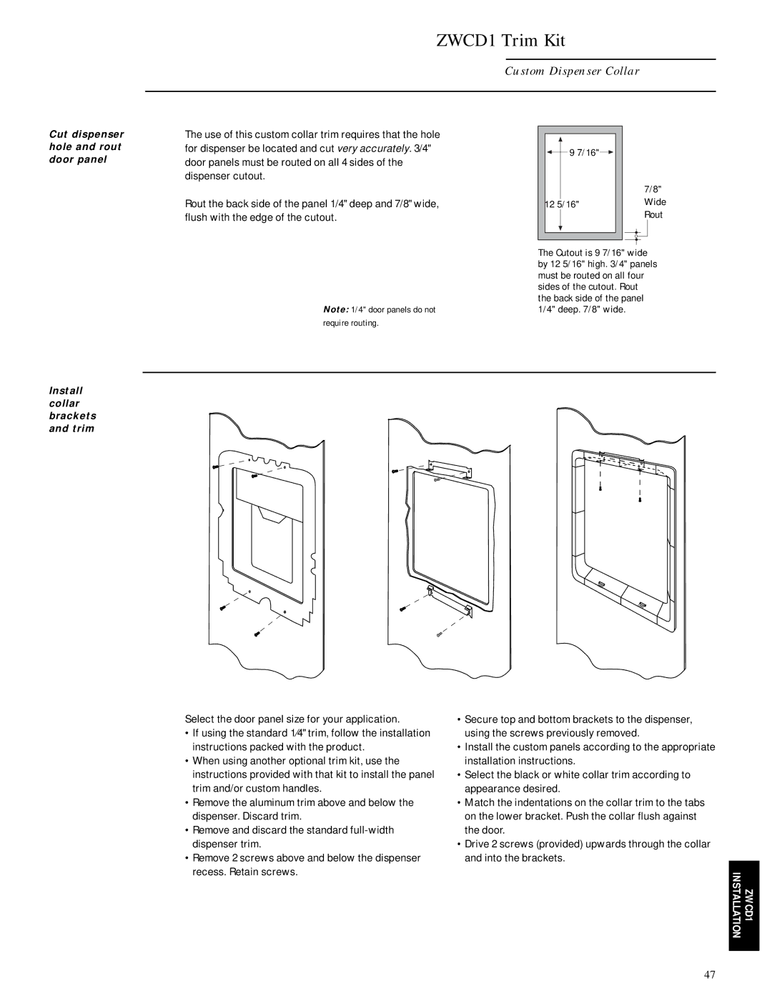 GE Monogram ZISW42D, ZIS42N, ZISB42D installation instructions Select the door panel size for your application 