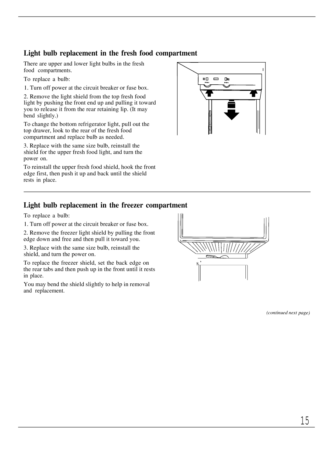 GE Monogram ZISB36D, ZIS36N, ZISW36D manual Light bulb replacement in the fresh food compartment 