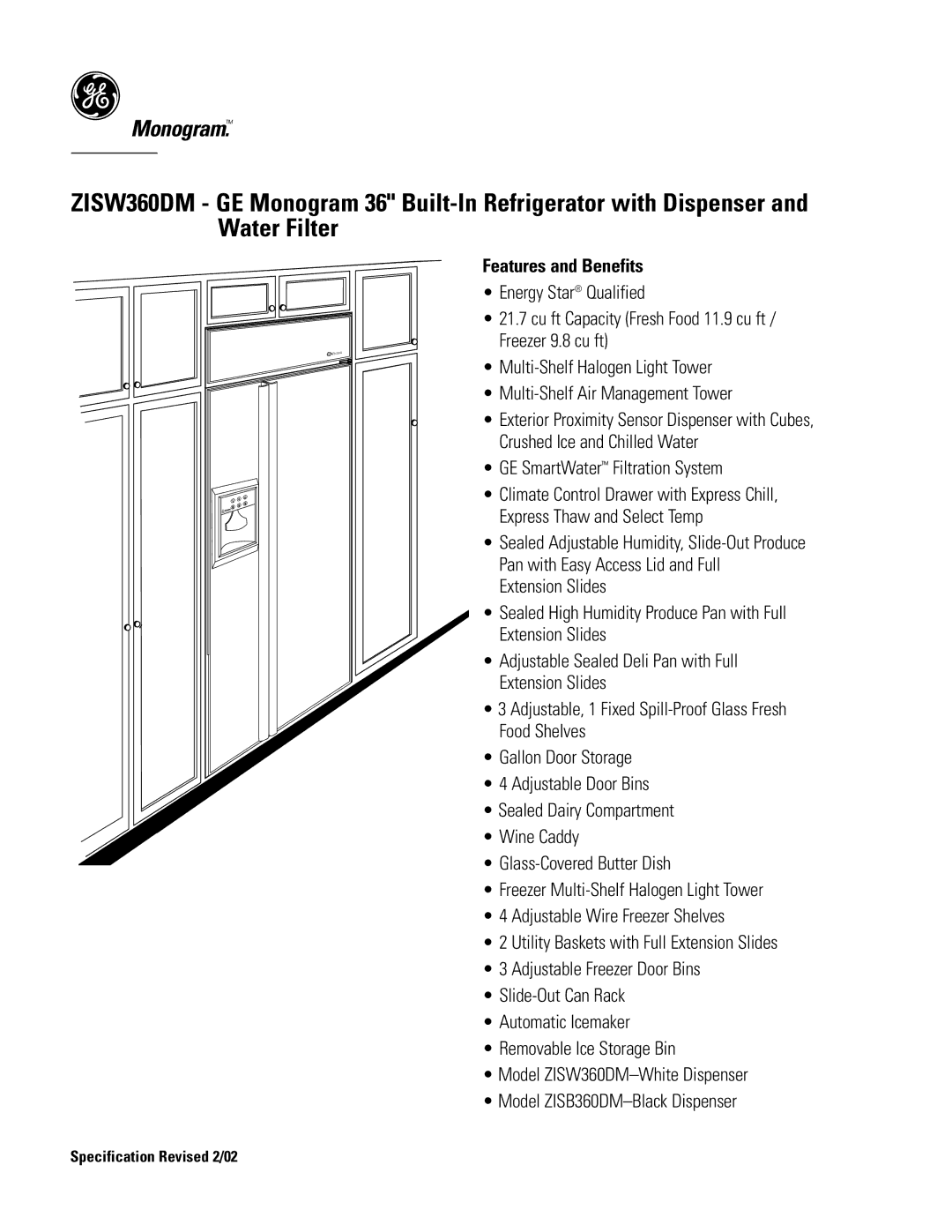 GE Monogram ZISW360DM specifications Features and Benefits 