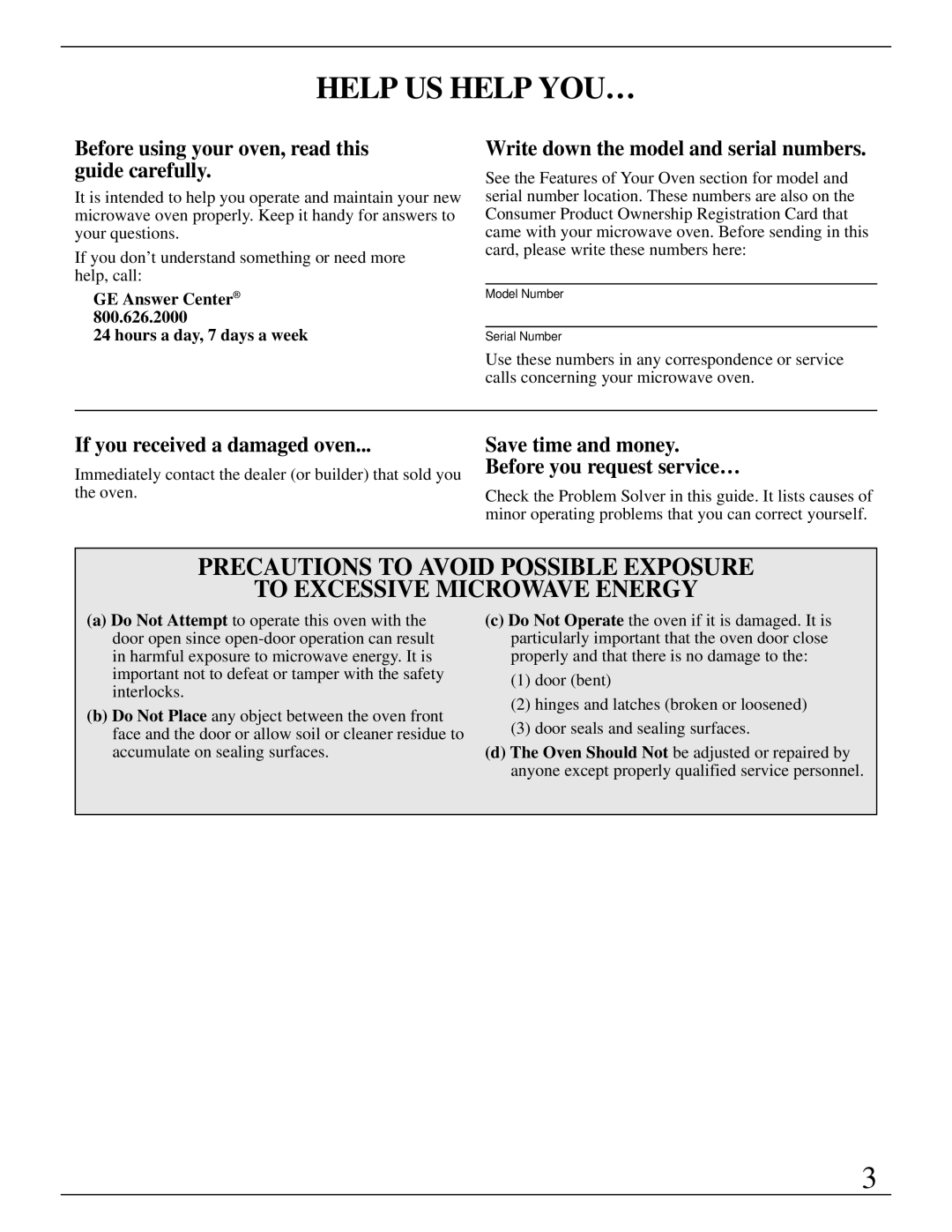 GE Monogram ZMC1090 Series manual Help US Help YOU…, Before using your oven, read this guide carefully 