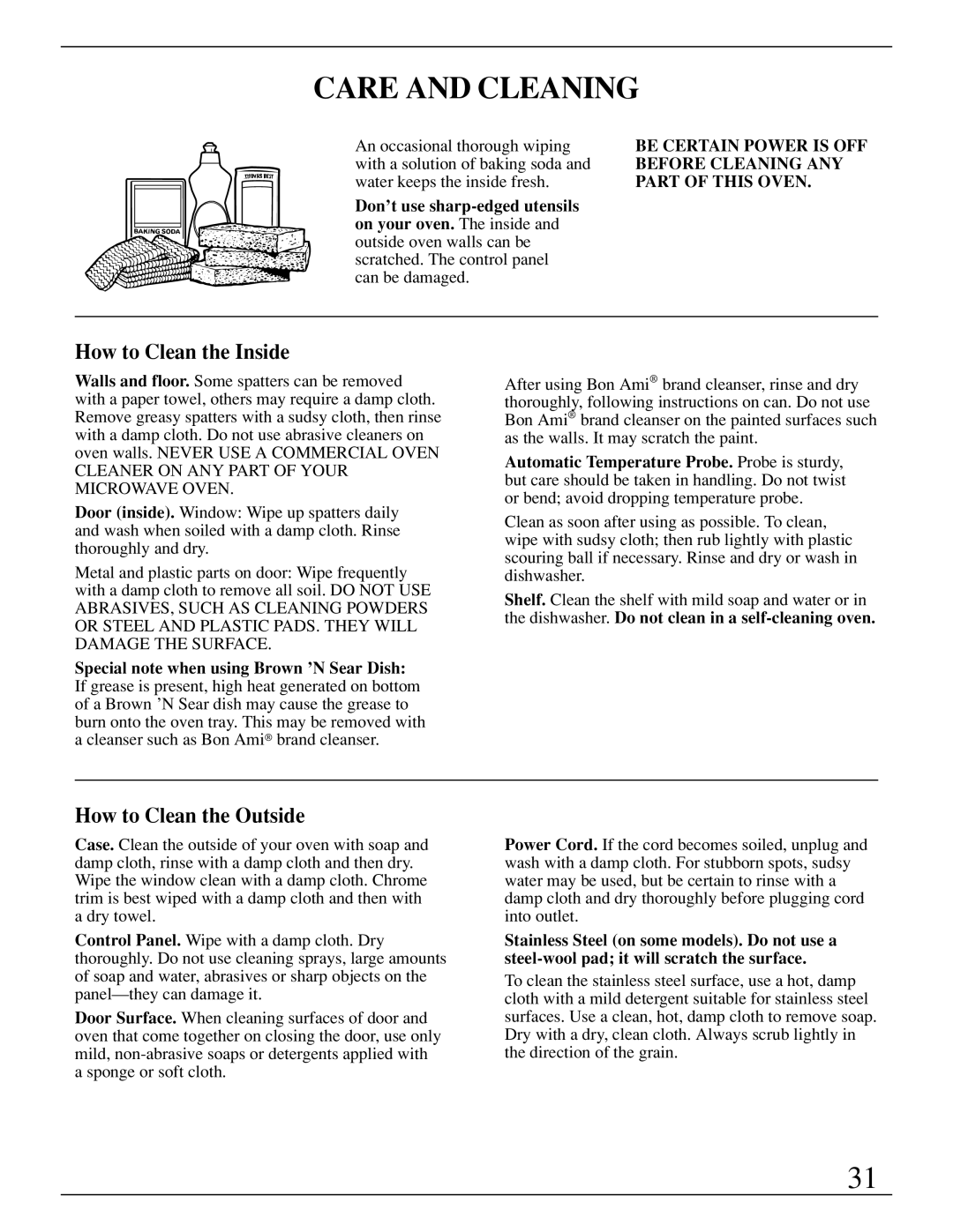 GE Monogram ZMC1095 owner manual Care and Cleaning, How to Clean the Inside, How to Clean the Outside 