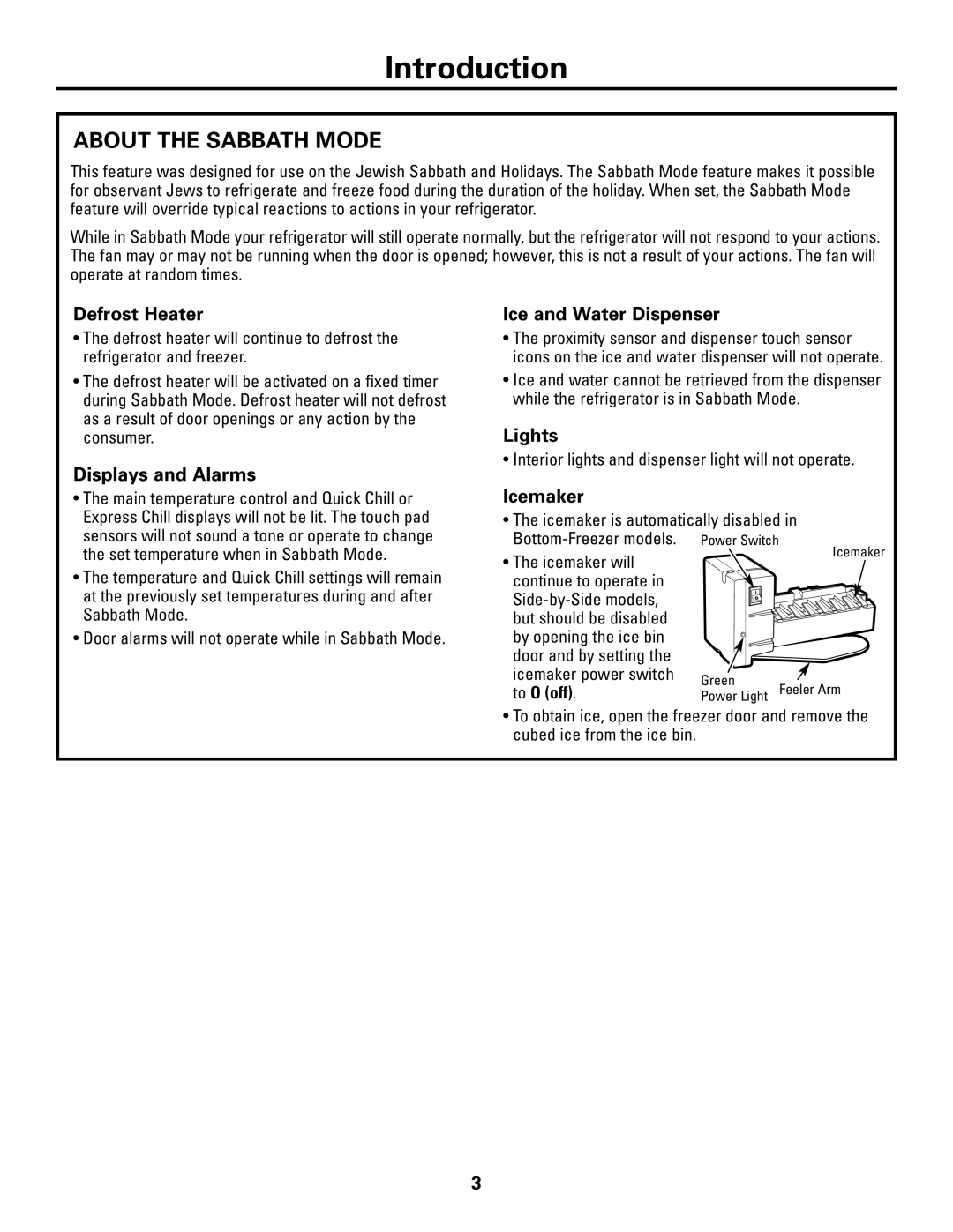 GE Monogram ZSAB1 installation instructions Introduction, About the Sabbath Mode 