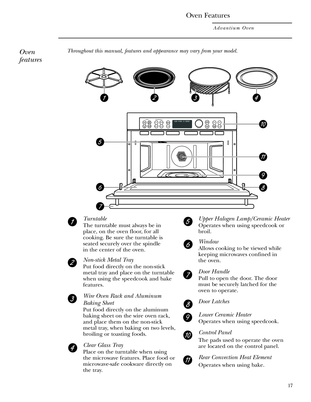 GE Monogram ZSC1000, ZSC1001 owner manual Oven Features, Oven features 