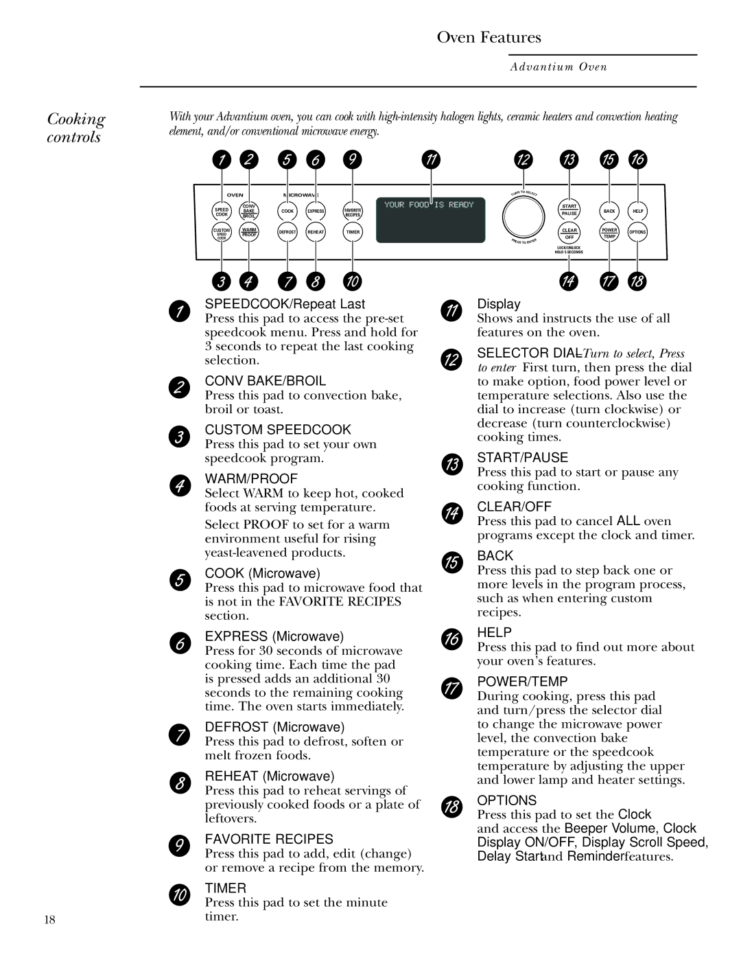 GE Monogram ZSC1001, ZSC1000 owner manual Cooking controls 