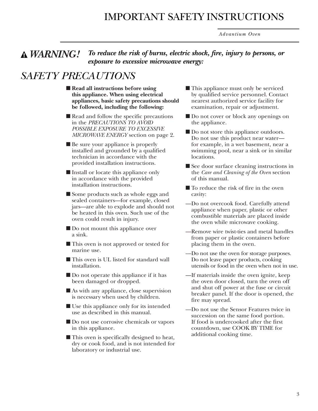 GE Monogram ZSC1000, ZSC1001 owner manual Safety Precautions 