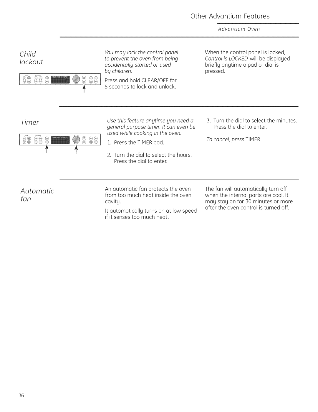 GE Monogram ZSC1202, ZSC1201 owner manual Automatic, Child lockout, To cancel, press Timer 