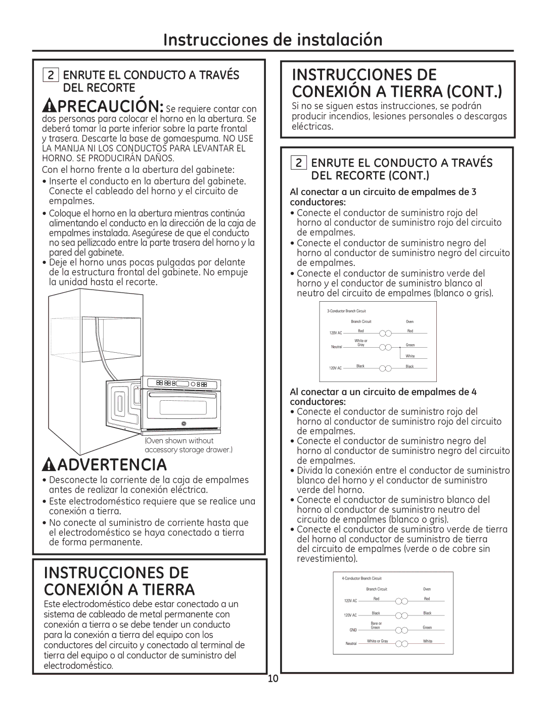 GE Monogram ZSC2200 Enrute EL Conducto a Través DEL Recorte, Al conectar a un circuito de empalmes de 3 conductores 