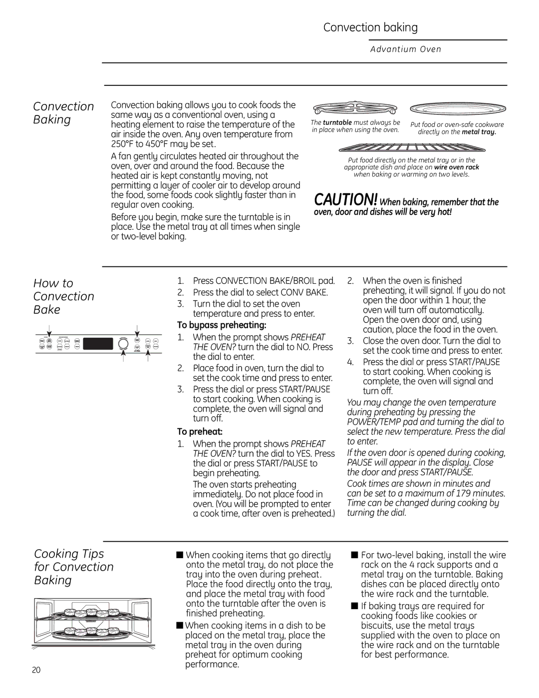 GE Monogram ZSC2202, ZSC2201, ZSC2200 Convection baking, Cooking Tips for Convection Baking, How to Convection Bake 