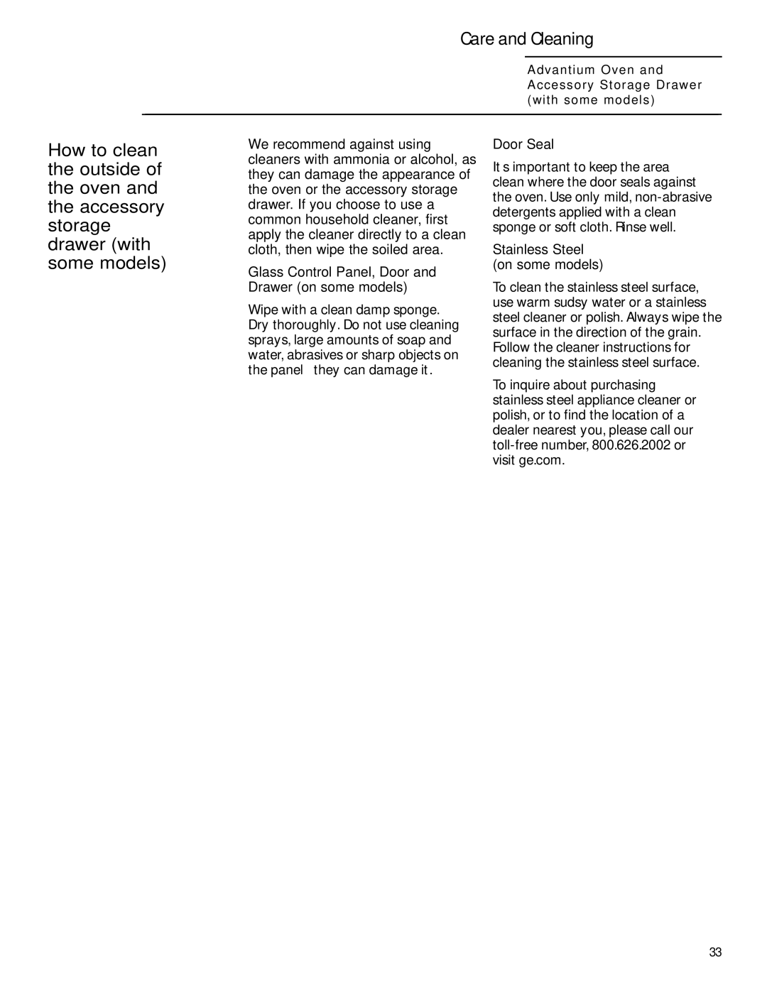 GE Monogram ZSC2201, ZSC2200, ZSC2202 owner manual Door Seal 