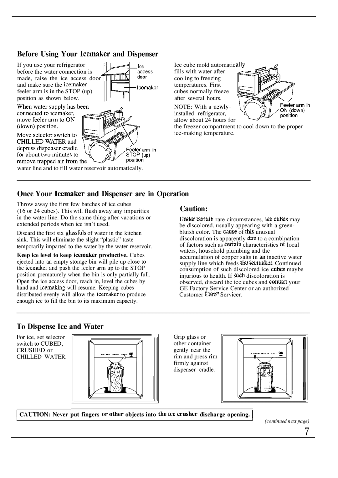 GE Monogram ZSB48D, ZSW48D Before Using Your Icemaker and Dispenser, Once Your Icemaker and Dispenser are in Operation 