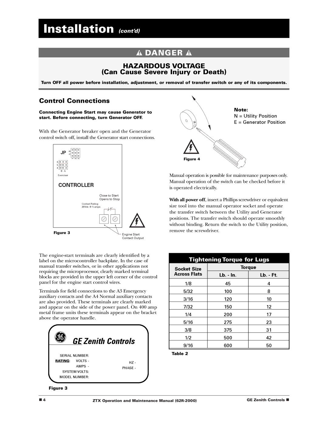 GE Monogram ZTX, Zenith Controls manual Control Connections, Controller 