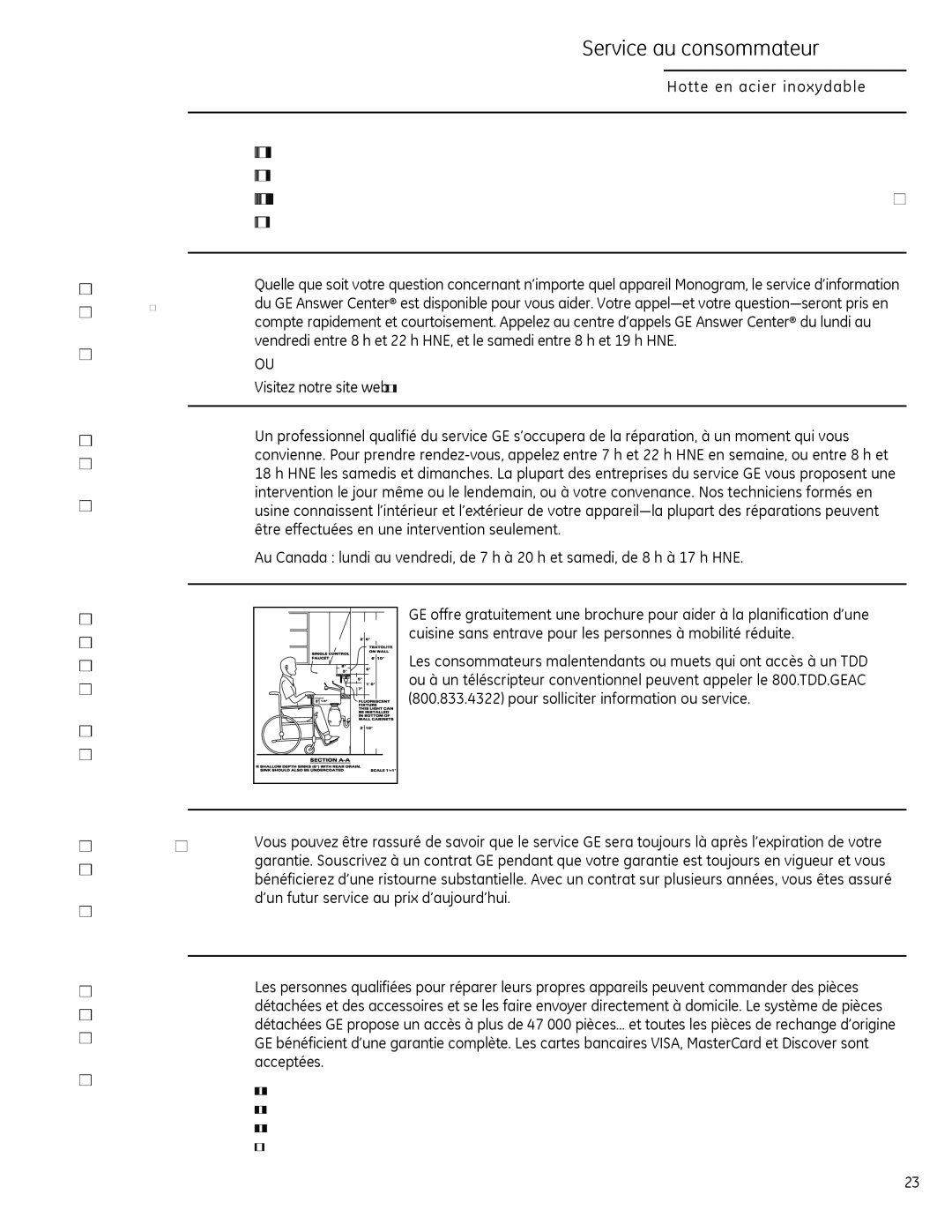 GE Monogram ZV30H owner manual Service au consommateur, GE Answer 