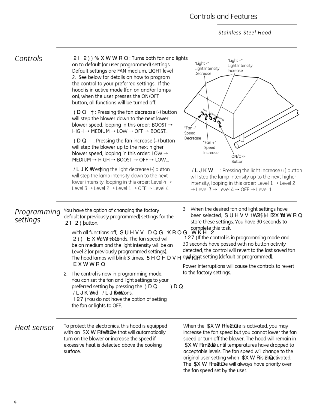 GE Monogram ZV30H owner manual Controls and Features, Heat sensor, Programming settings 