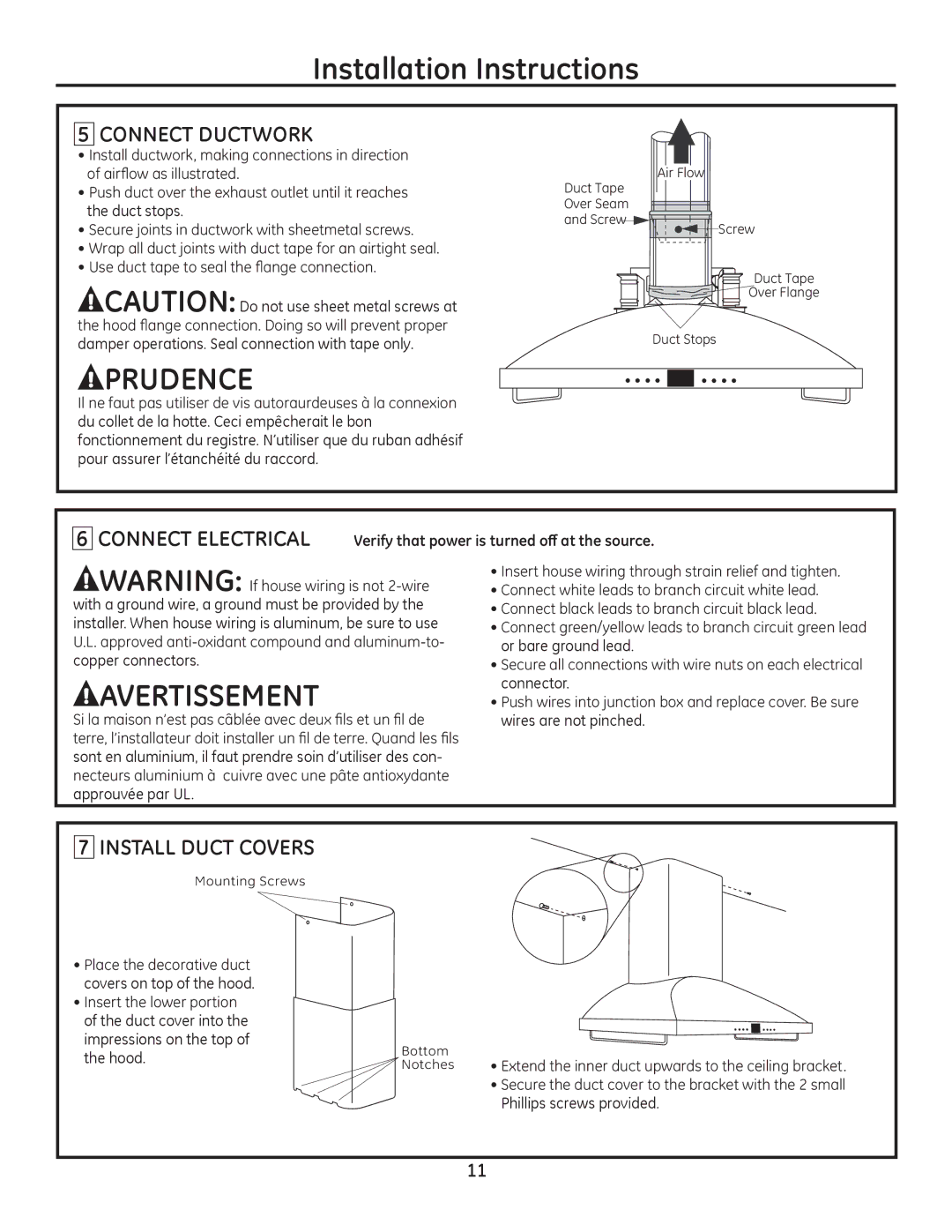 GE Monogram ZV950 installation instructions Connect Ductwork, Install Duct Covers, RiDluàrzDvLooxvwudwhg 