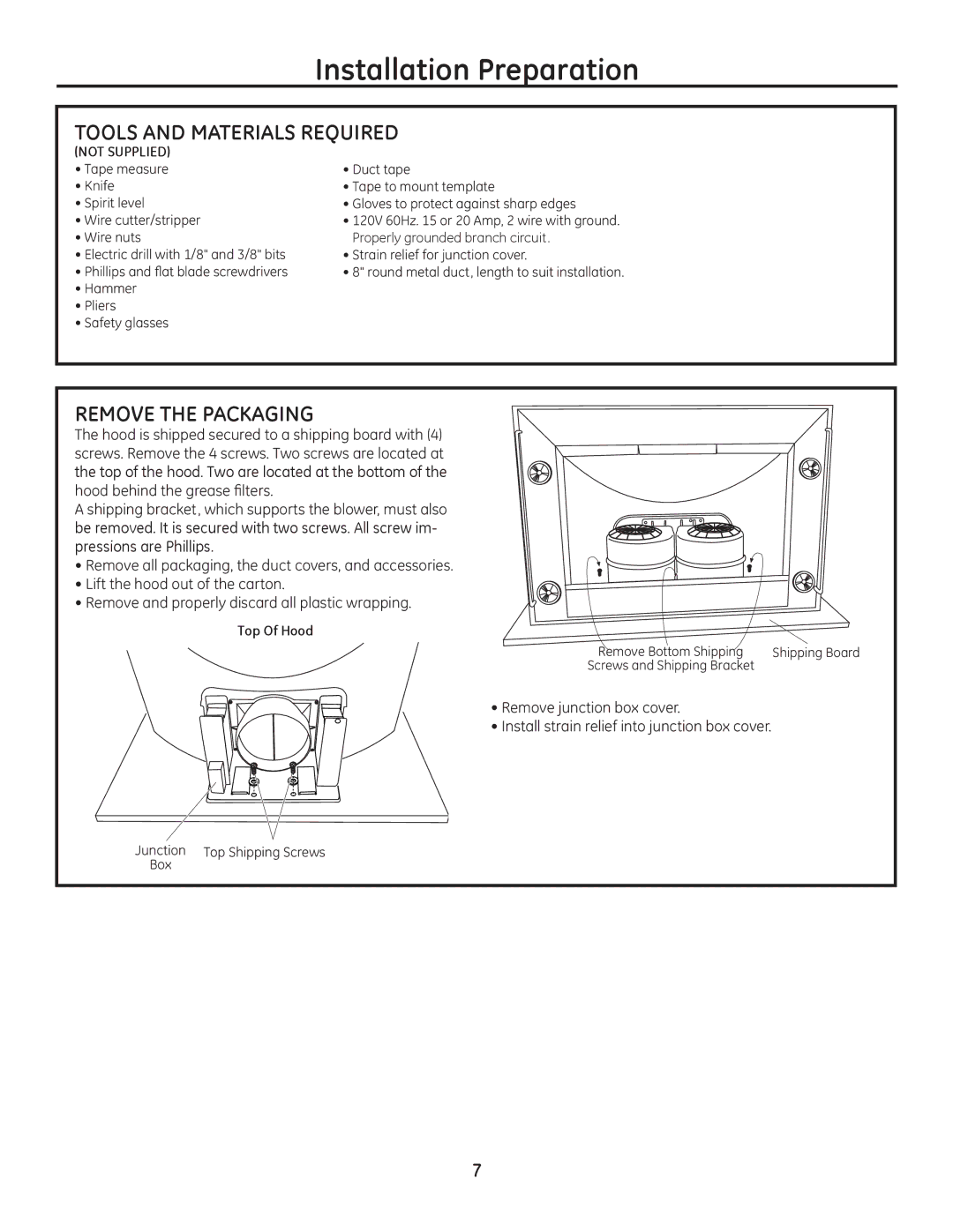 GE Monogram ZV950 Tools and Materials Required, Remove the Packaging, KrrgEhklqgWkhJuhdvh¿Owhuv 