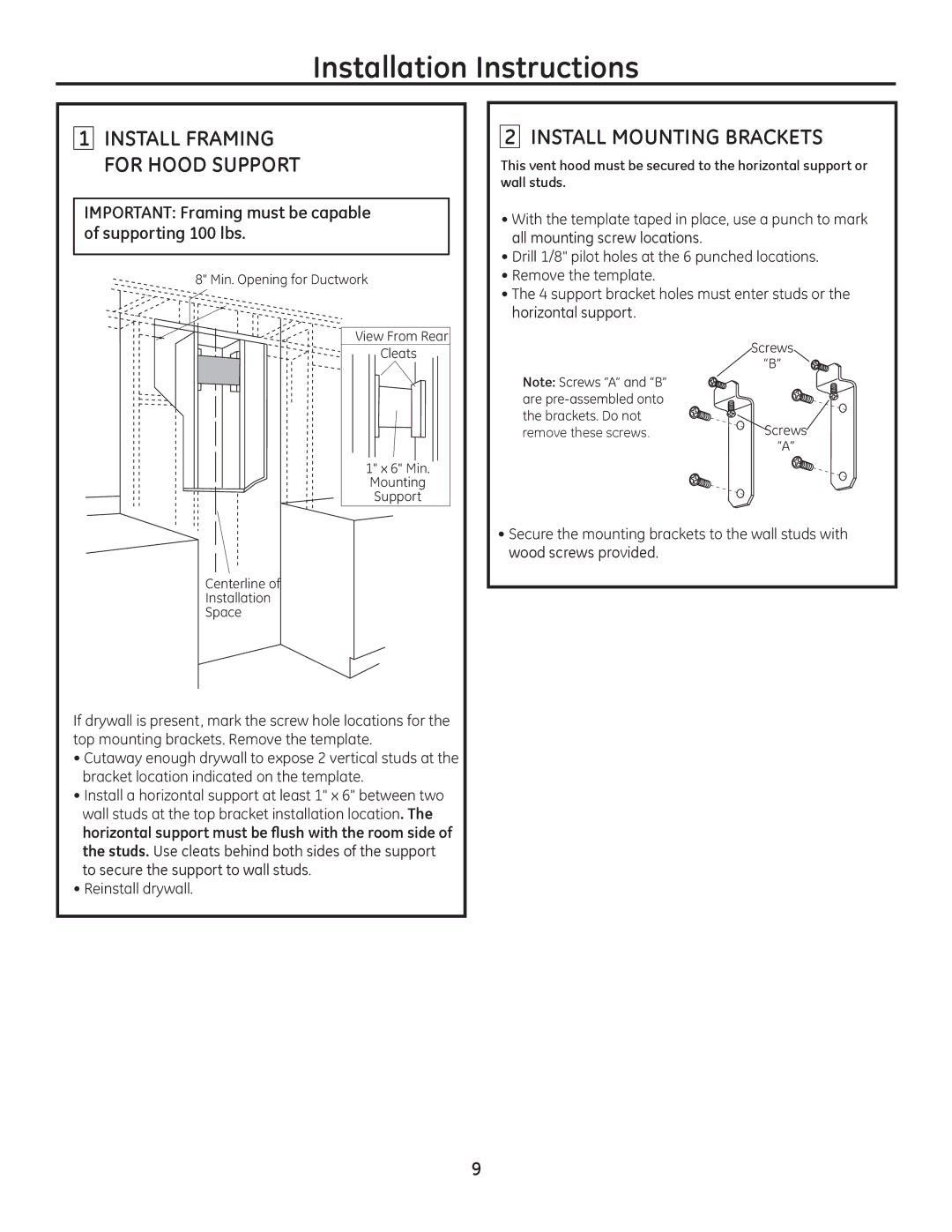 GE Monogram ZV950 Installation Instructions, Install Mounting Brackets, ‡5HLQVWDOOGU\ZDOO, WkhEudfnhwvRQrw 