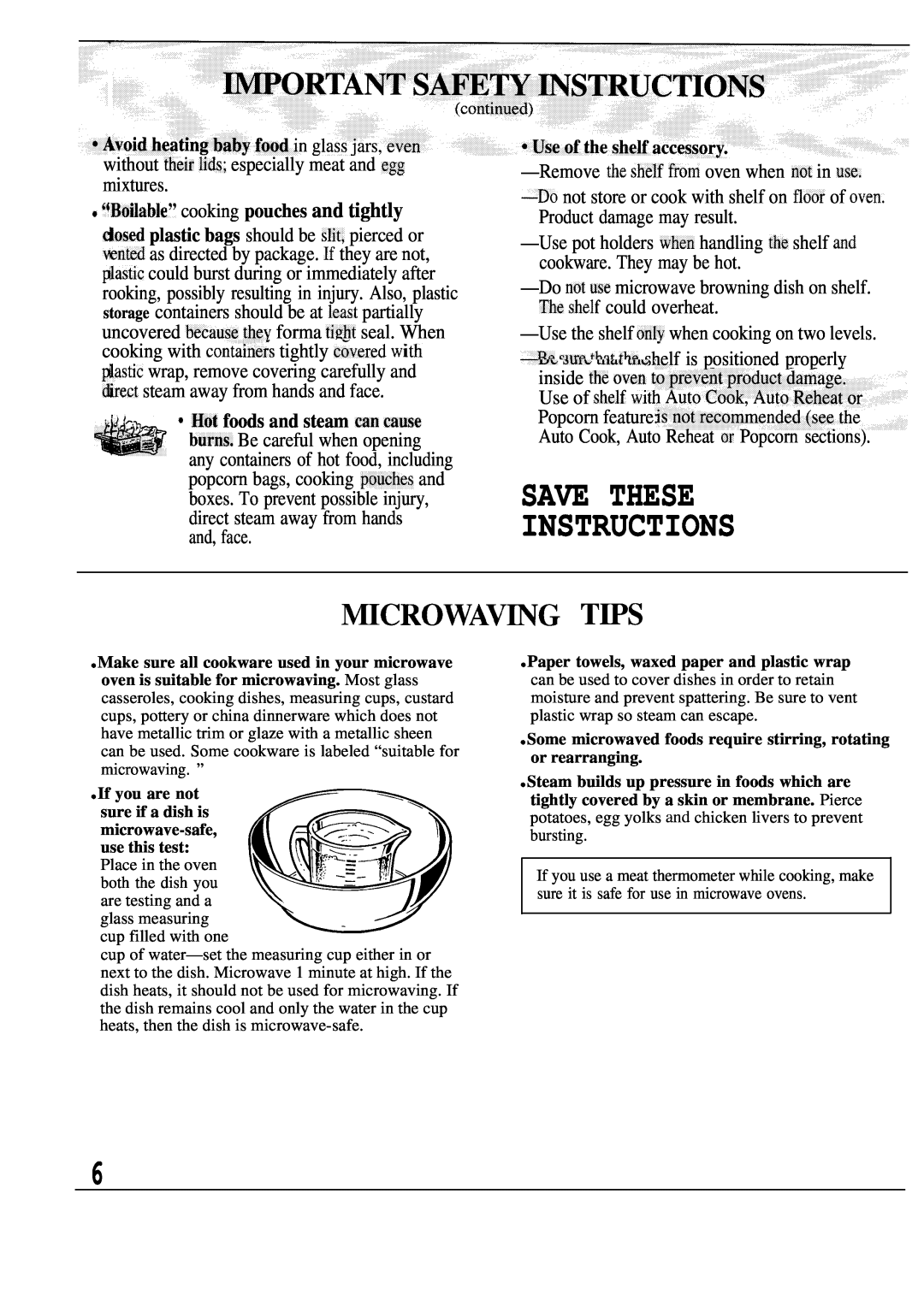 GE Monogram ZW2000 manual Save These Instructions, MICROWAVmG T~S, ‘‘~z ~ Hot foods and steam can cause 