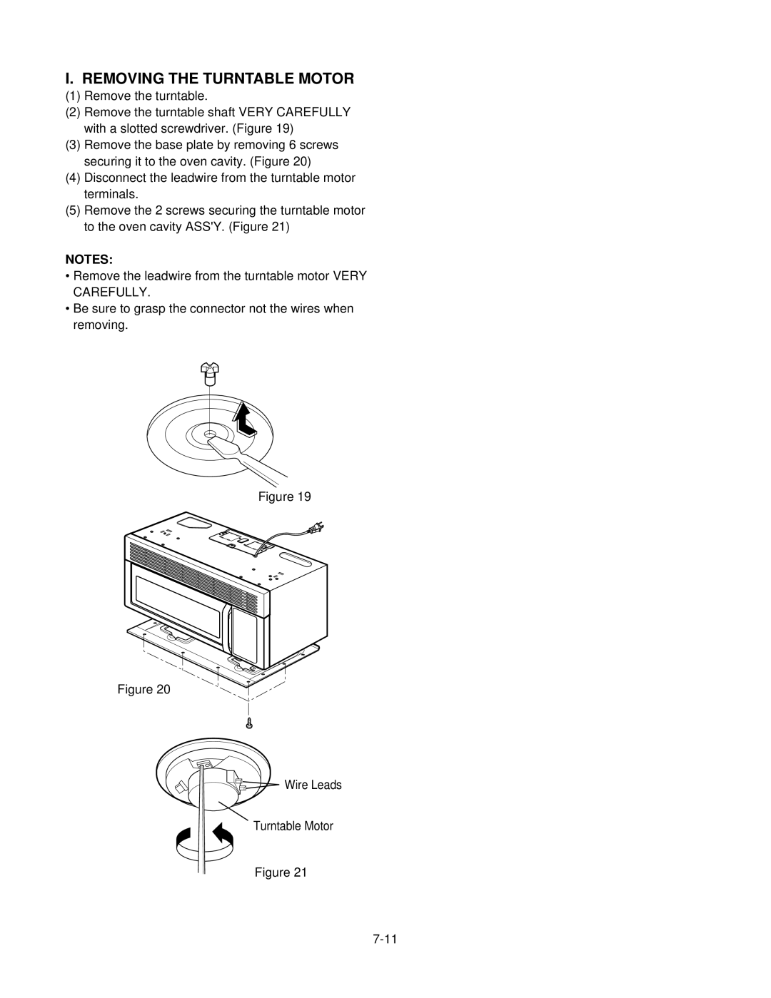 GE MV1526B, MV1526W service manual Removing the Turntable Motor 