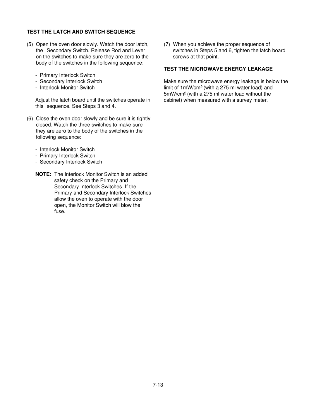 GE MV1526B, MV1526W service manual Test the Latch and Switch Sequence 