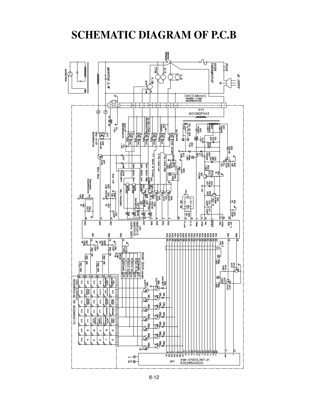 GE MV1526W, MV1526B service manual Schematic Diagram of P.C.B 