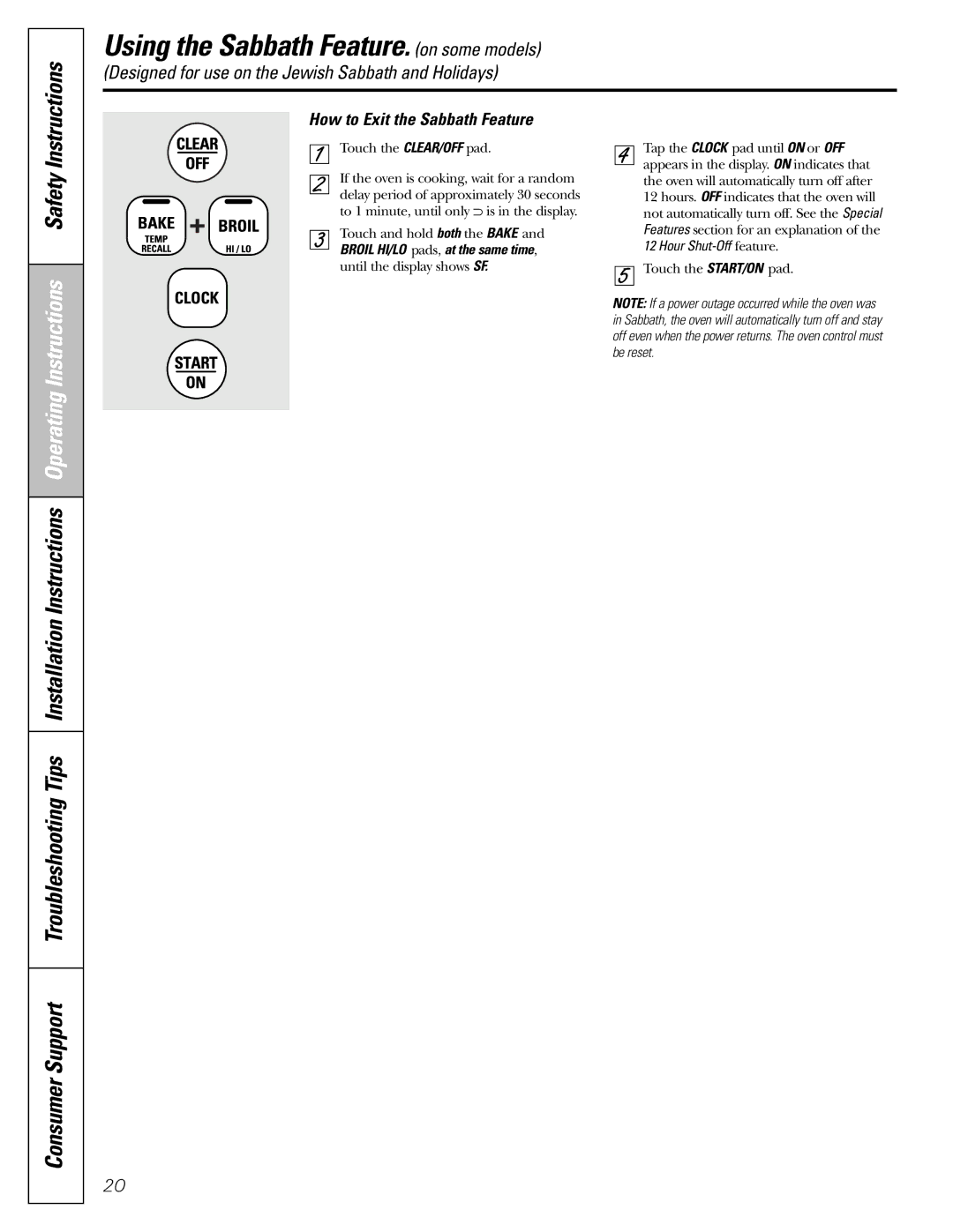 GE Oven warranty How to Exit the Sabbath Feature 