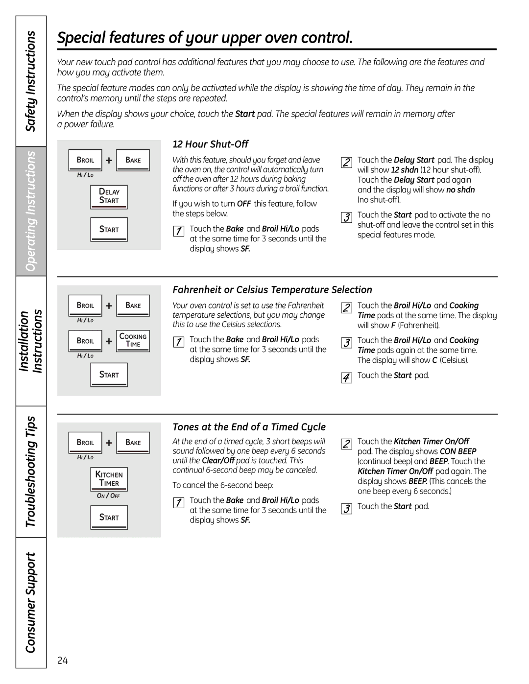 GE P2B918 installation instructions Special features of your upper oven control, Safety Instructions, Hour Shut-Off 