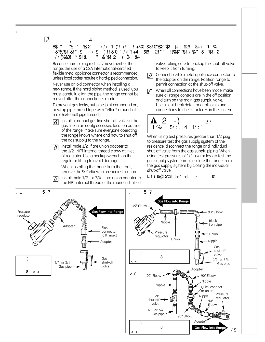 GE P2B918 Installation, Connect the Range to the Gas Supply, Safety Instructions, Flexible Connector Hookup 