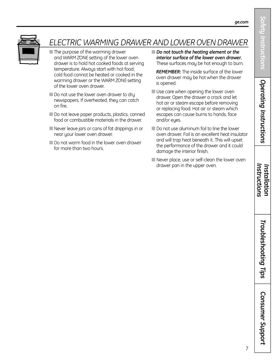 GE P2B918 installation instructions Electric Warming Drawer and Lower Oven Drawer 