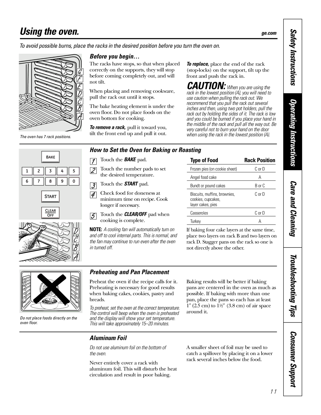 GE P2S975 owner manual Using the oven, Instructions Operating, Tips 