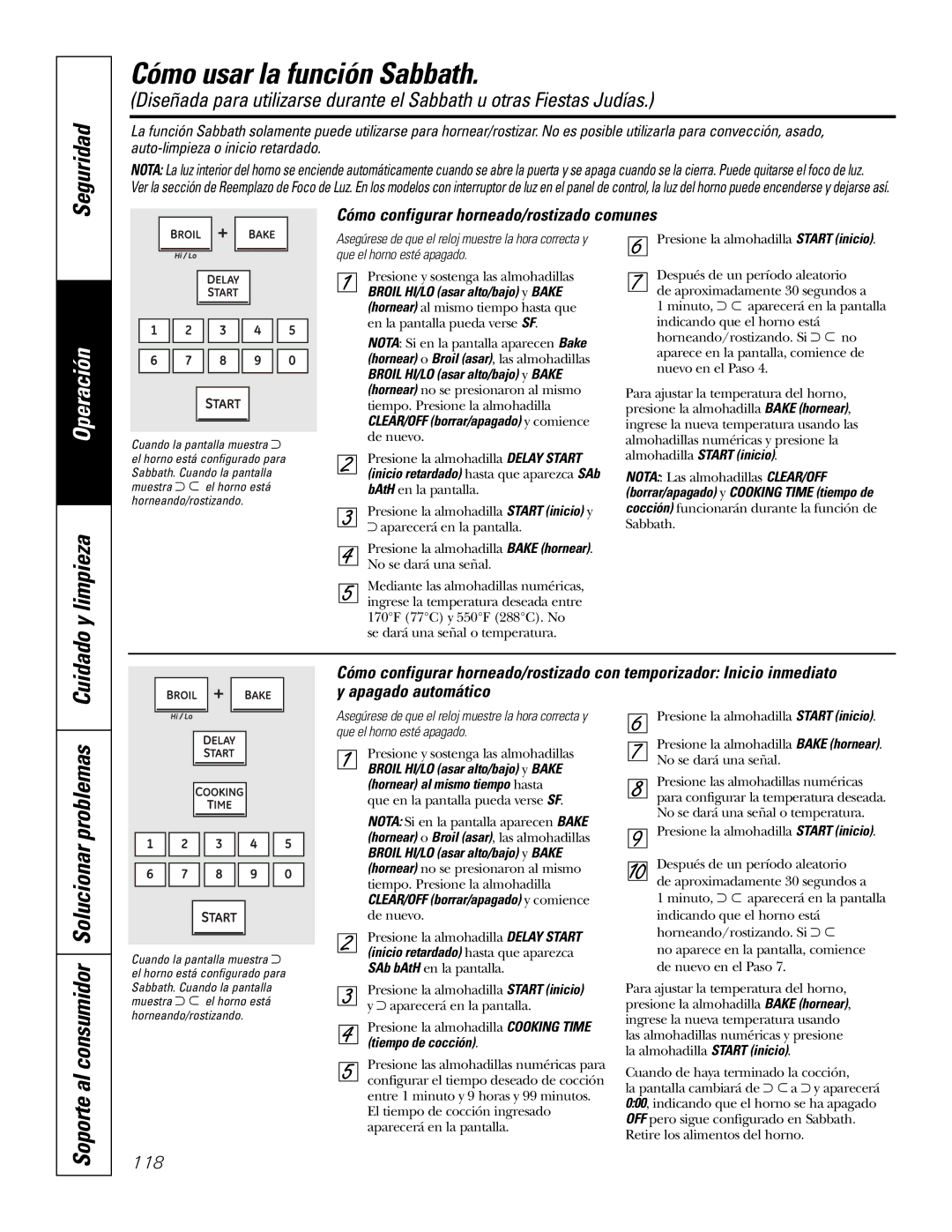 GE P2S975 owner manual Cómo usar la función Sabbath, Cómo configurar horneado/rostizado comunes, Tiempo de cocción 