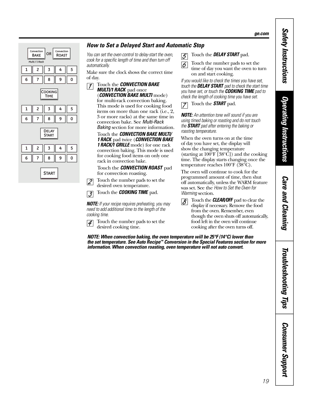 GE P2S975 owner manual Troubleshooting Tips Consumer Support, Instructions Operating Instructions Care and Cleaning 