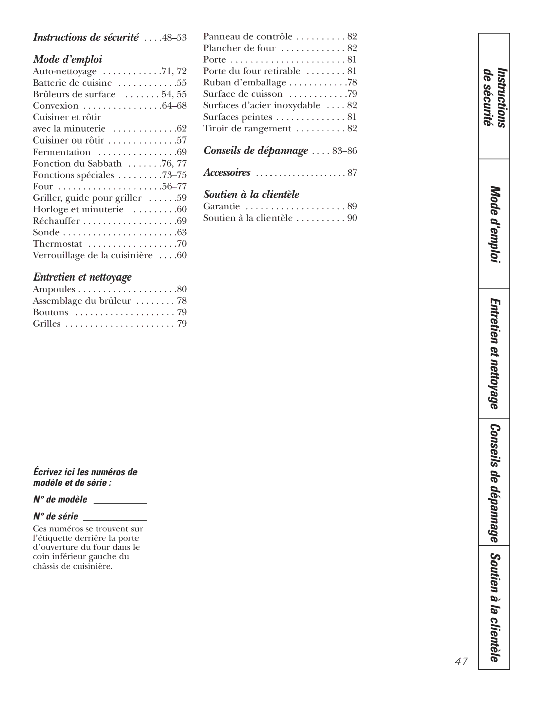 GE P2S975 owner manual De sécurité Instructions, Mode d’emploi 