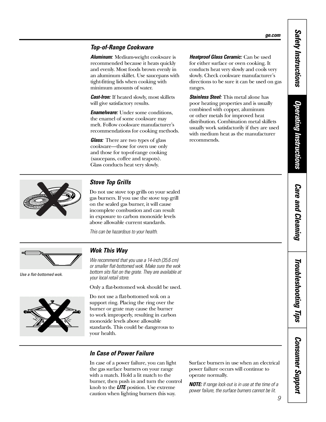 GE P2S975 owner manual Safety, Care and Cleaning Troubleshooting Tips, Consumer Support 