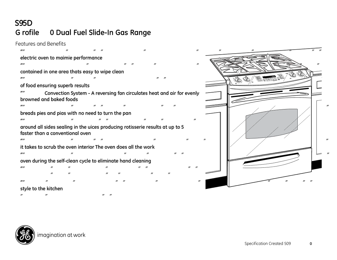 GE P2S975DEPBB installation instructions Features and Benefits 