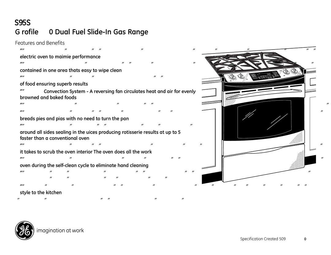 GE P2S975SEPSS installation instructions Features and Benefits 