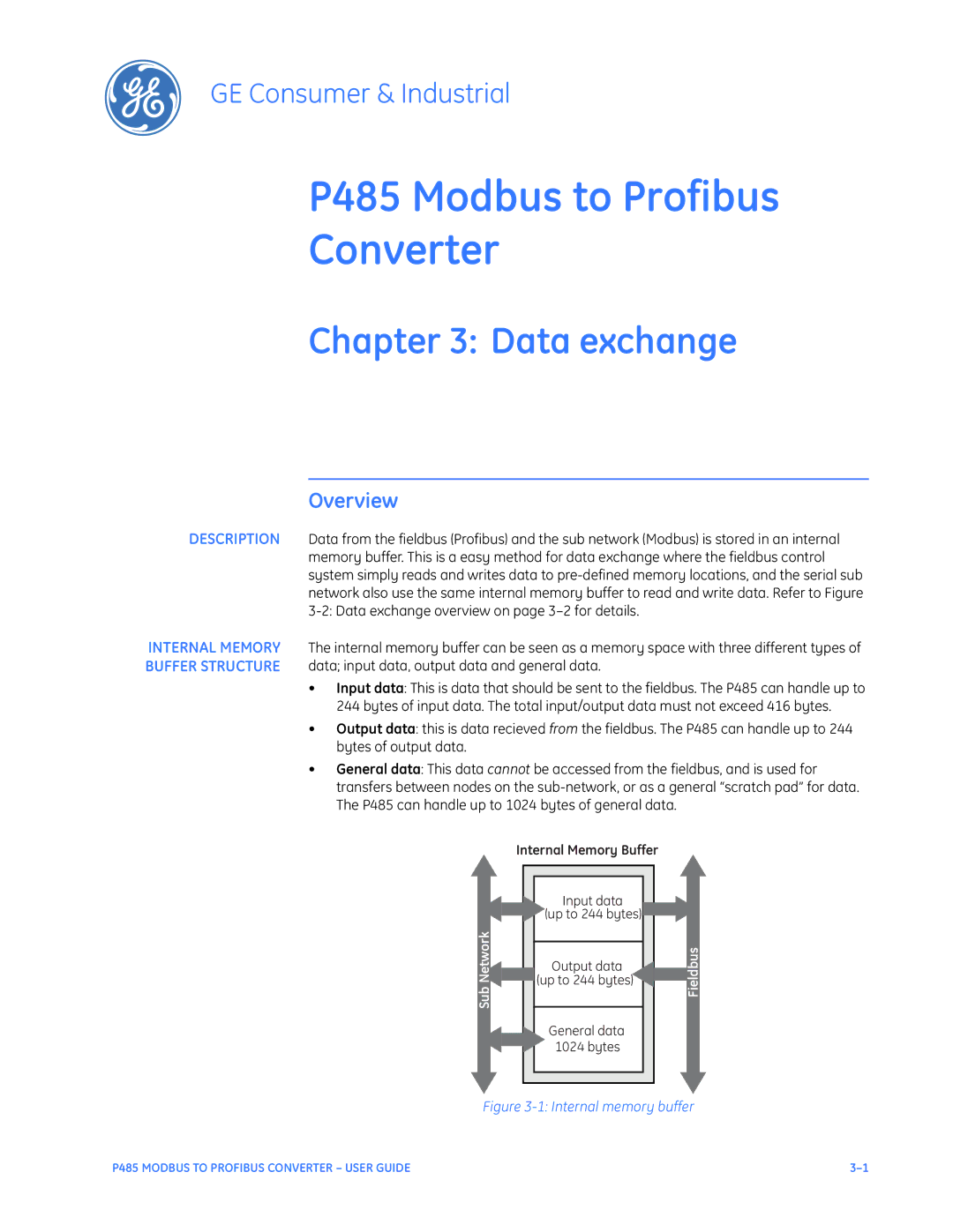 GE P485 instruction manual Data exchange, Overview 