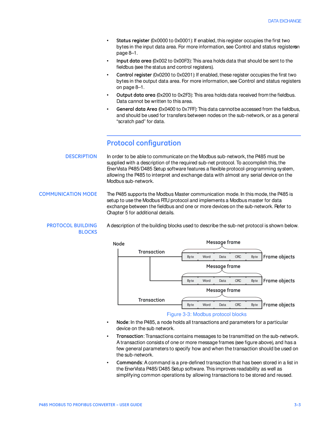 GE P485 instruction manual Protocol configuration, Blocks 