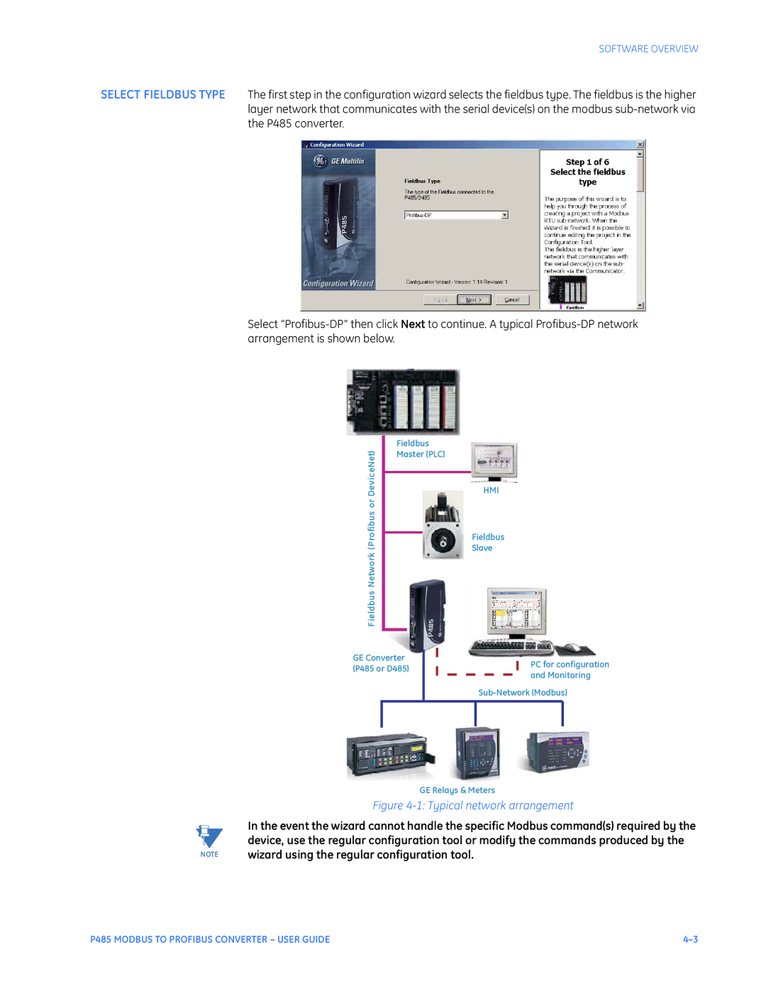 GE P485 instruction manual Typical network arrangement 