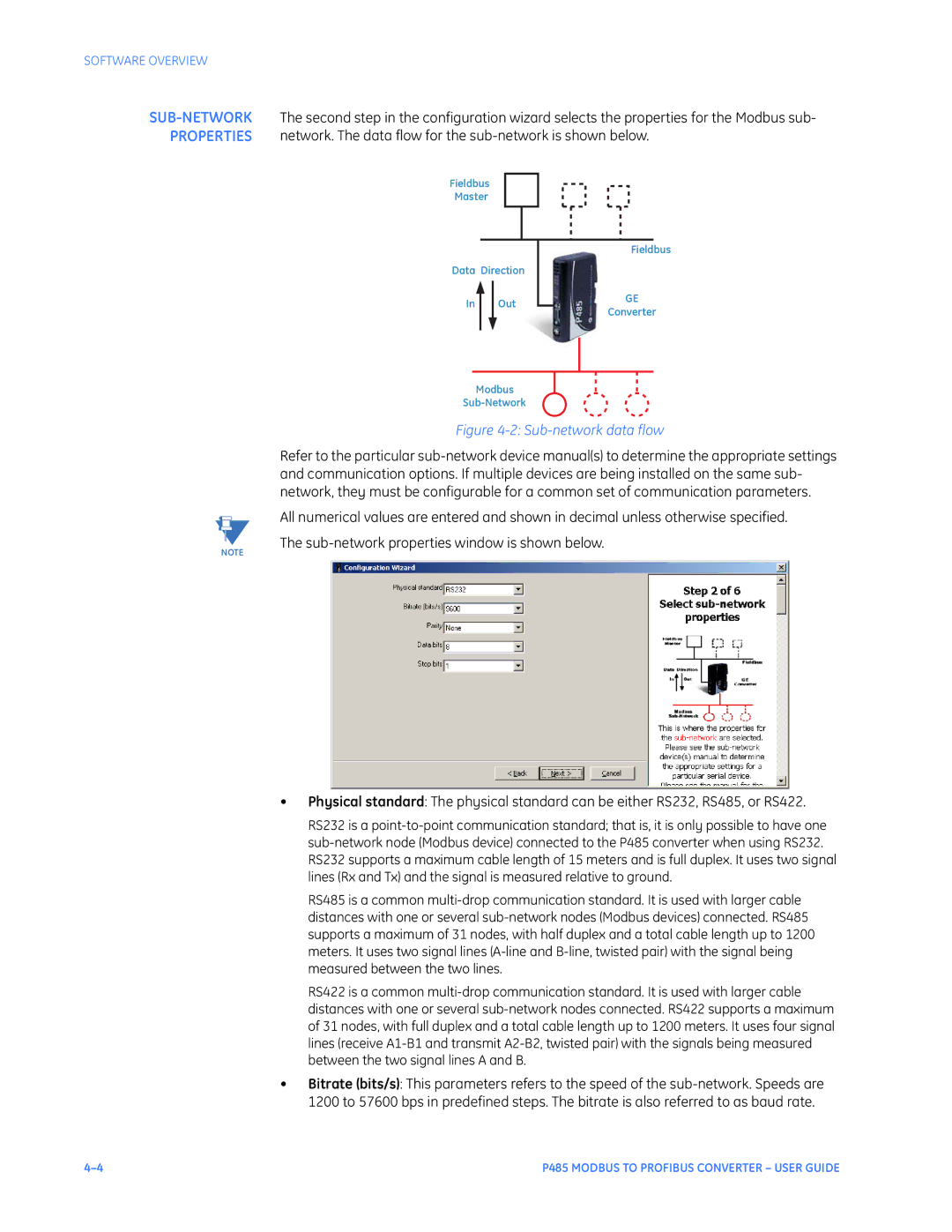 GE P485 instruction manual Sub-network data flow 